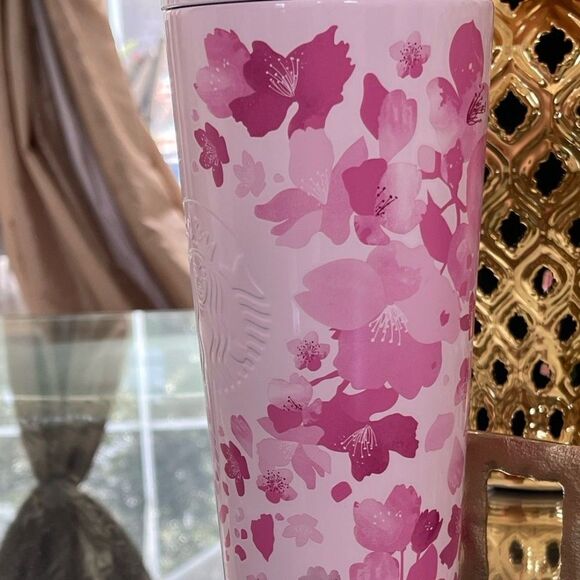 2022 Starbucks Mexico Pink Cherry Blossom Stainless Steel Cold Cup 24oz - Picture 10 of 11